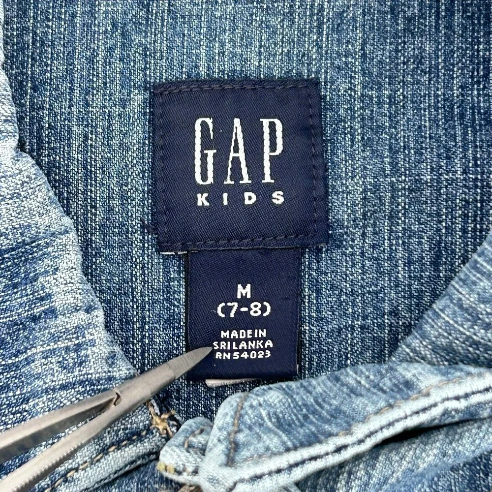 Gap Kids Girls Medium Blue Denim Jean Vest Trucker Jacket Sleeveless Medium 7-8